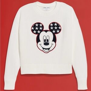 New Disney White Sweater with Starry Mickey Design